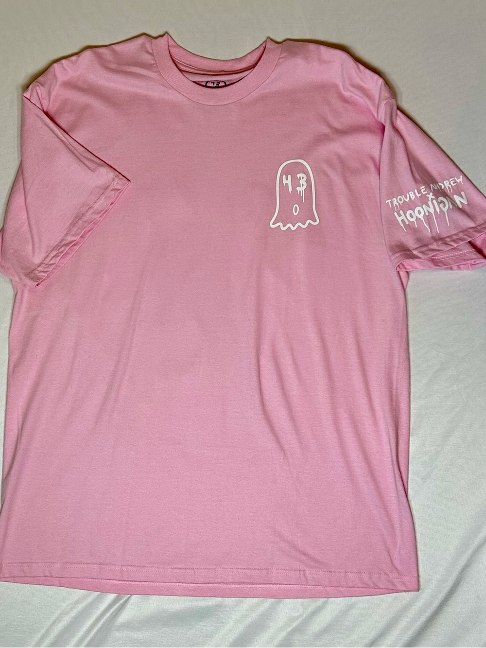 Trouble Andrew Pink Ghost Graphic Short Sleeve Tee